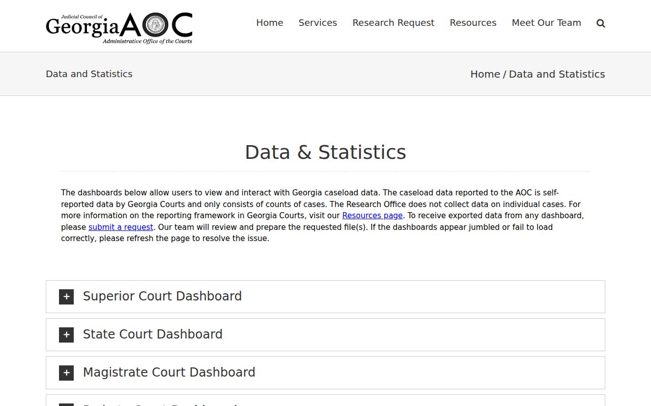 Georgia Courts data and statistics resource for court workload context