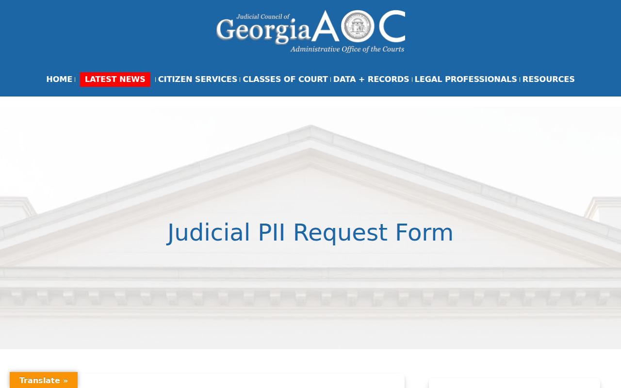 Georgia Courts judicial security and personal information restriction guidance