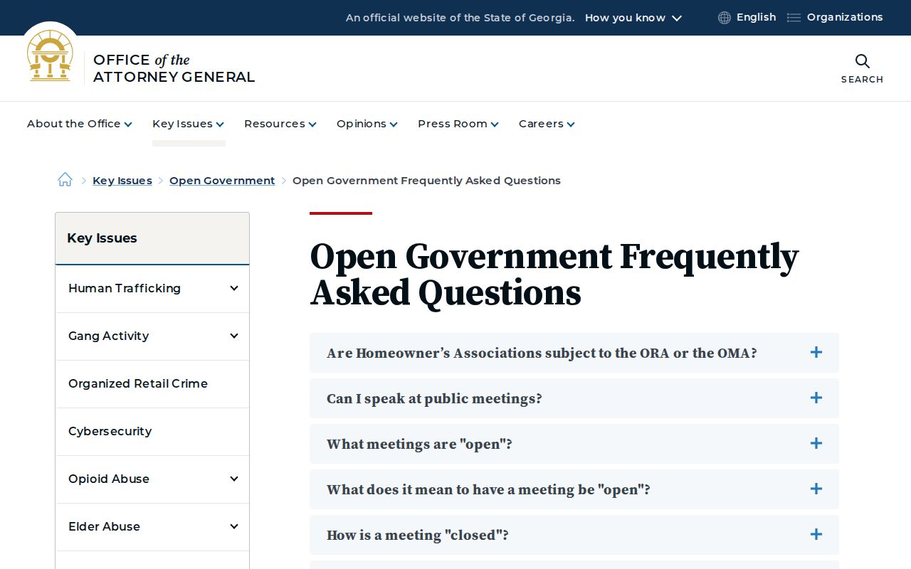 Georgia Attorney General Open Government fee and redaction guidance