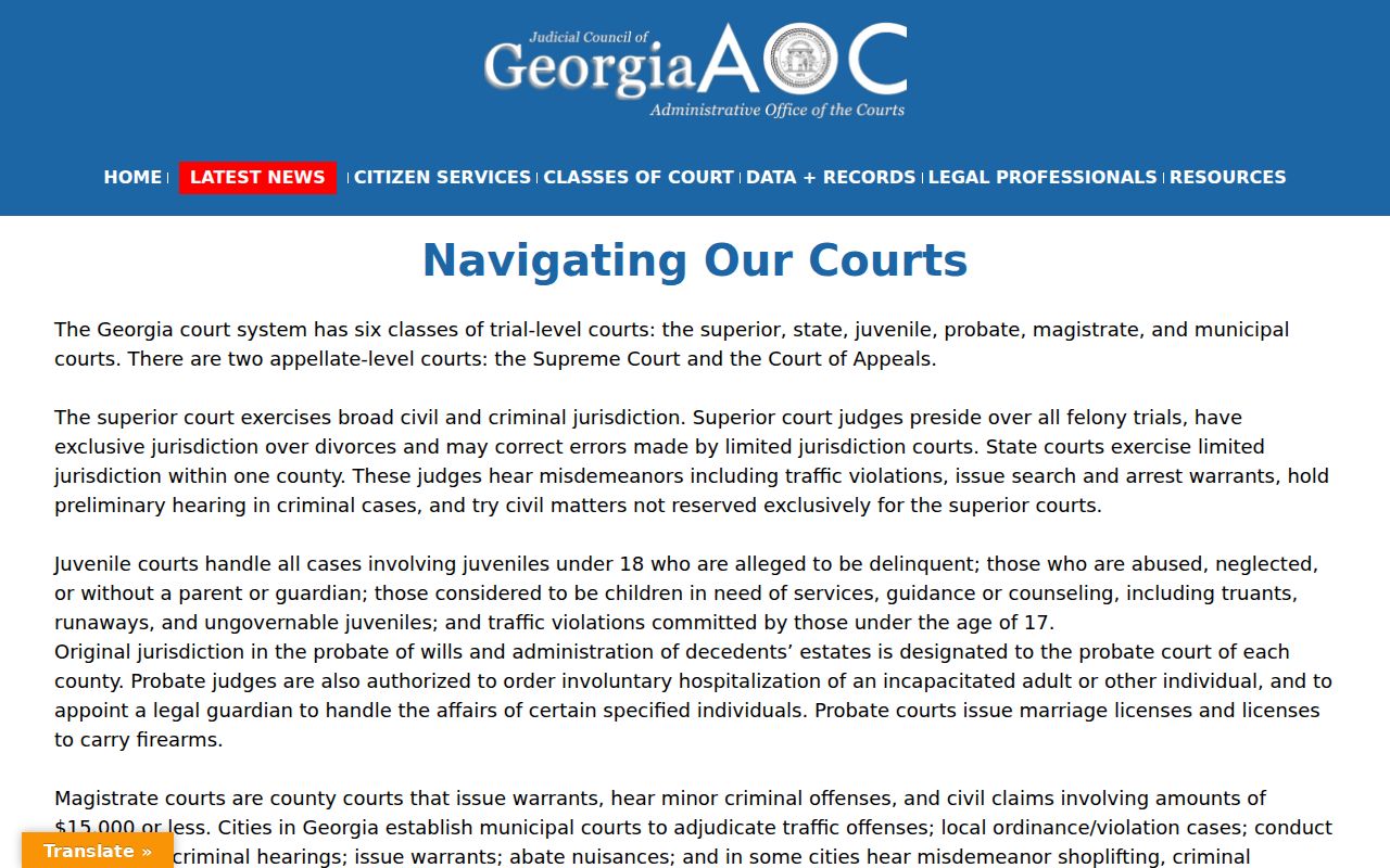 Spalding County court docket Georgia court structure