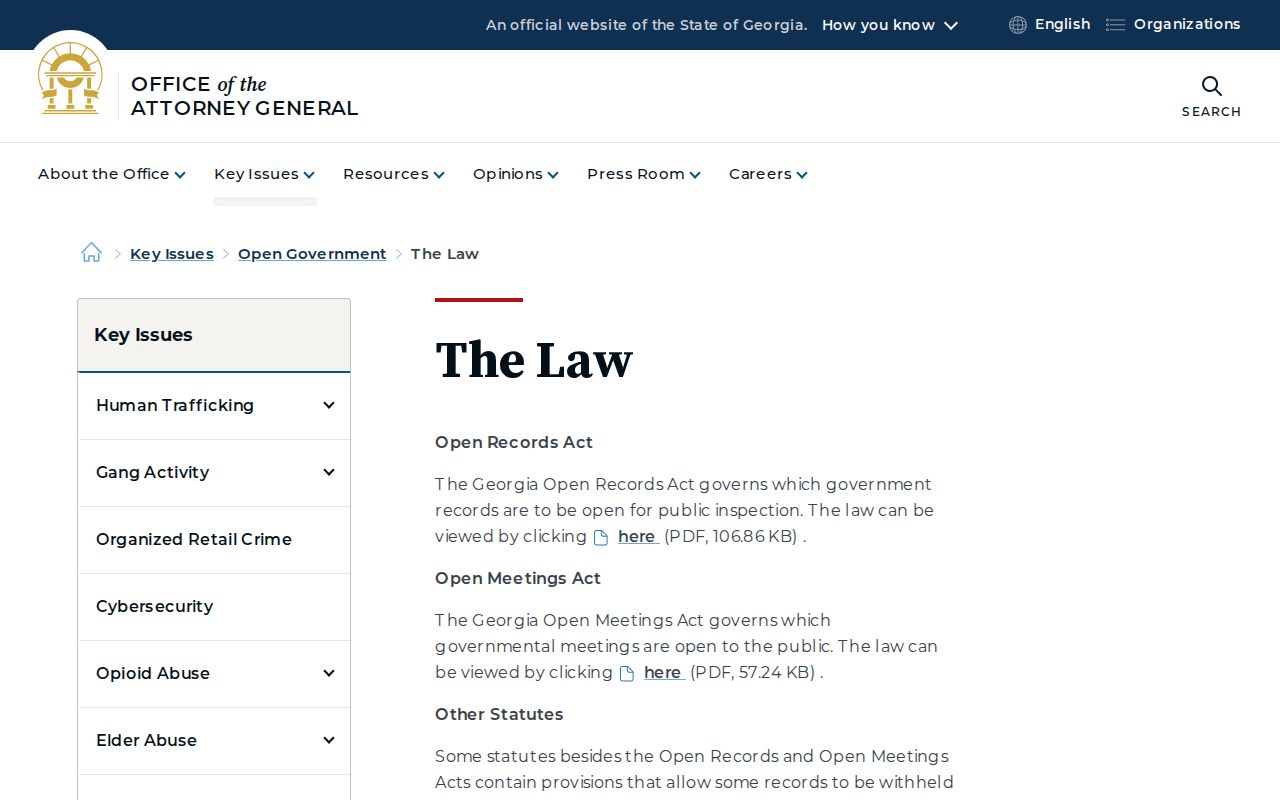 Georgia Open Records law information relevant to Orchard Hill requests
