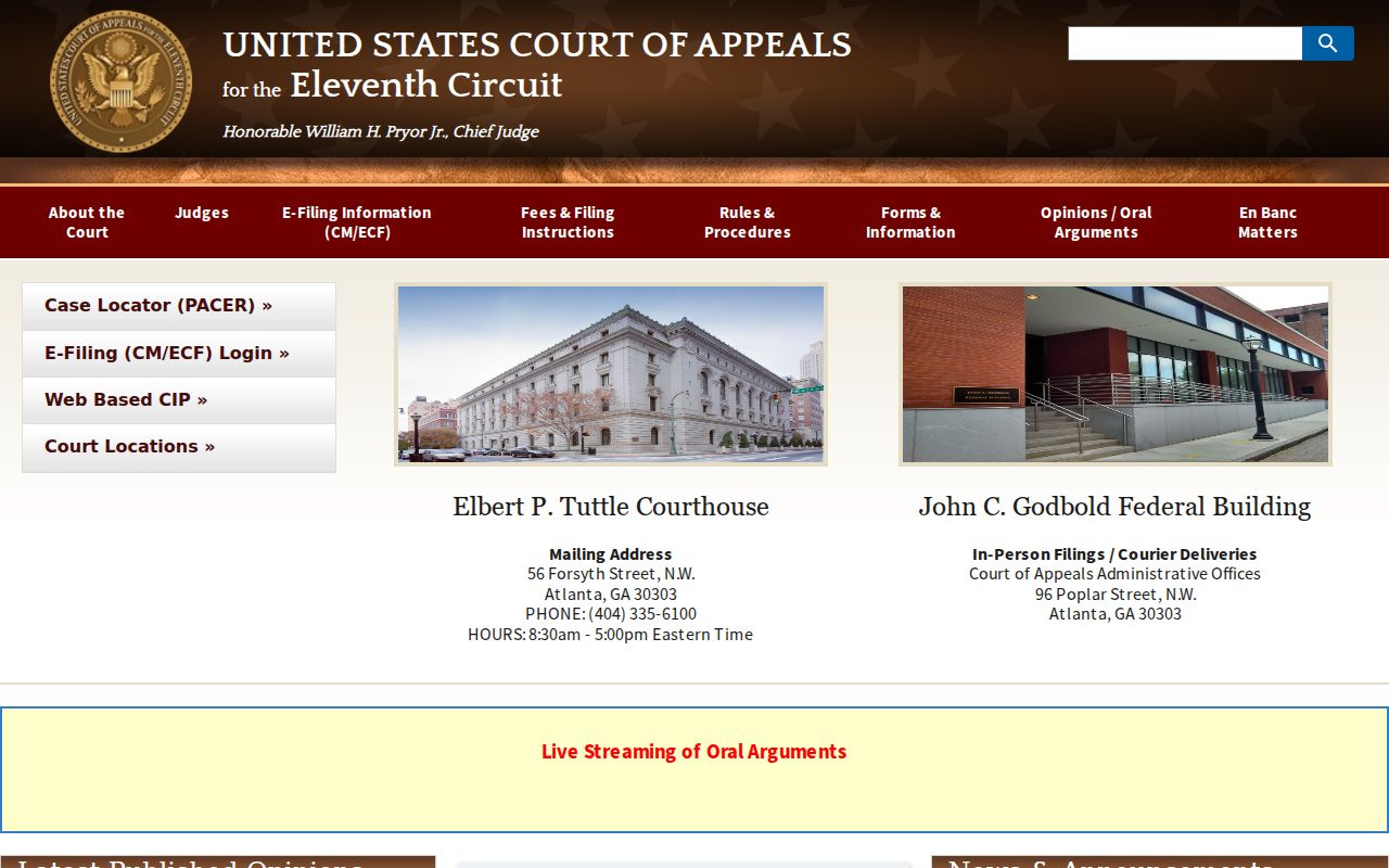 Eleventh Circuit federal appellate court information for Georgia