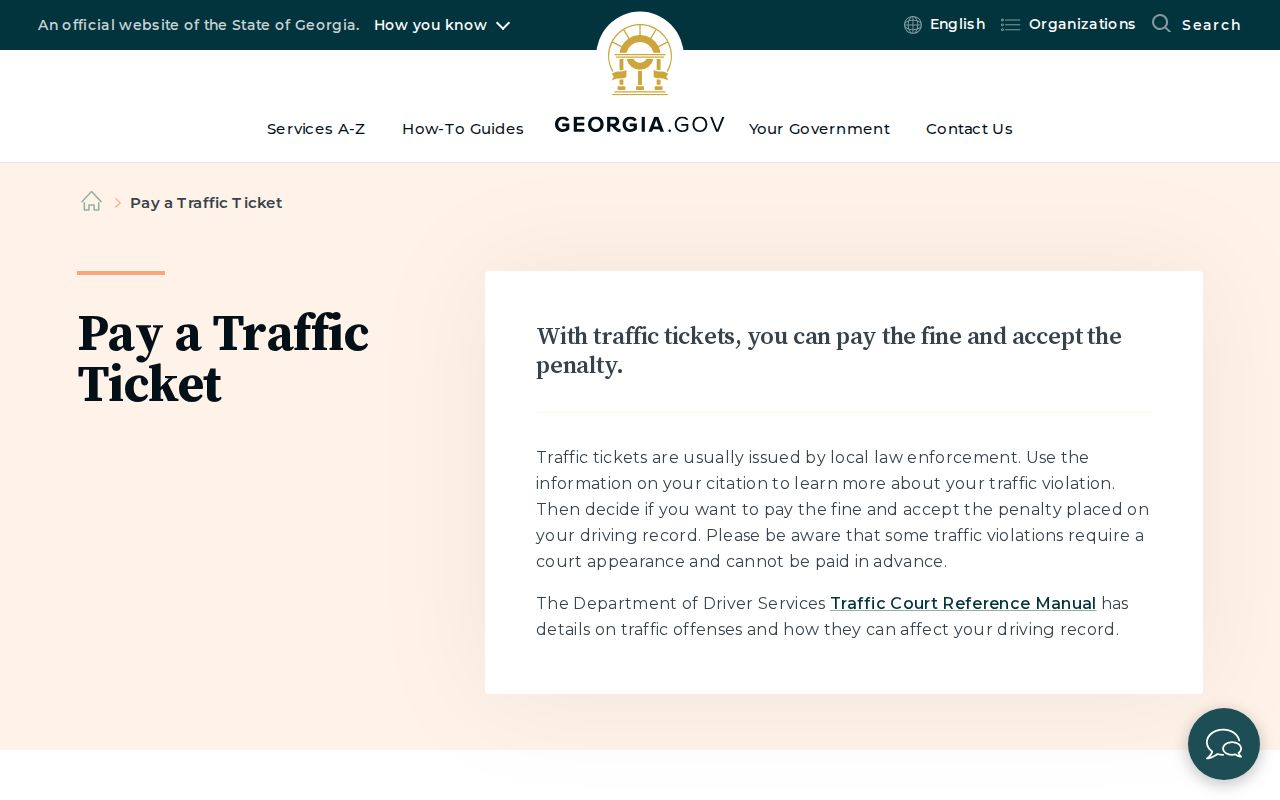 Georgia official traffic ticket payment guidance